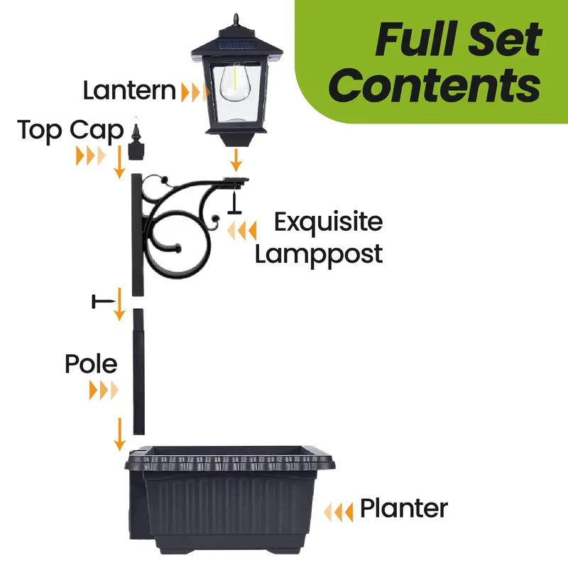 2-in-1 Solar Post Light with Planter | Outdoor Waterproof Garden Light