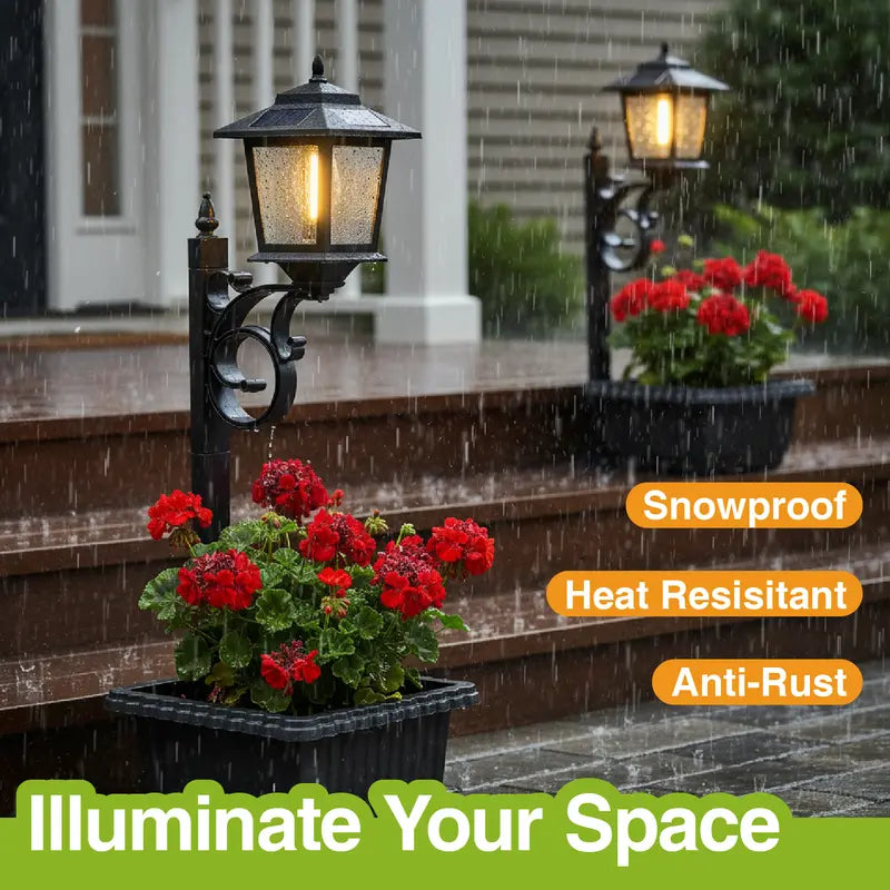 2-in-1 Solar Post Light with Planter | Outdoor Waterproof Garden Light