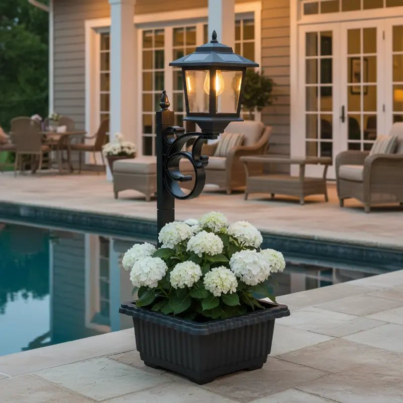 2-in-1 Solar Post Light with Planter | Outdoor Waterproof Garden Light