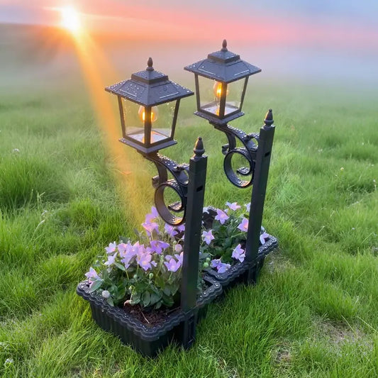 2-in-1 Solar Post Light with Planter | Outdoor Waterproof Garden Light